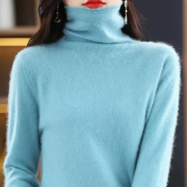 Wool Sweater women's high-necked pullover cashmere sweater - Image 2