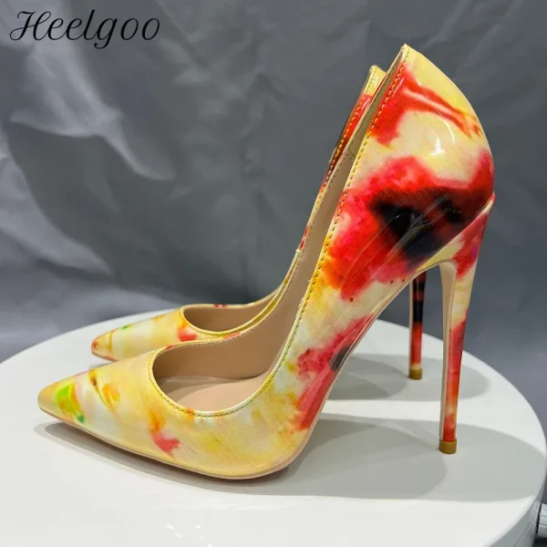 Fashion Designer Women Floral Pointy Toe High Heel Shoes - Image 2