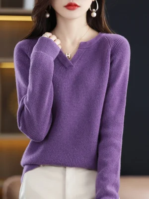 sweater women’s V-neck pullover autumn and winter casual knit