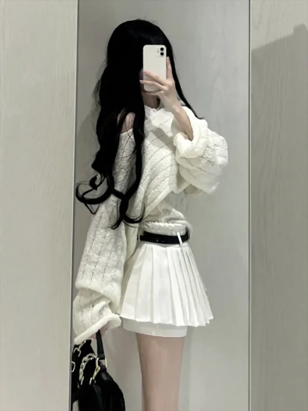 Korean Fashion 3 Piece Skirt Sets Woman Slim Vest - Image 4