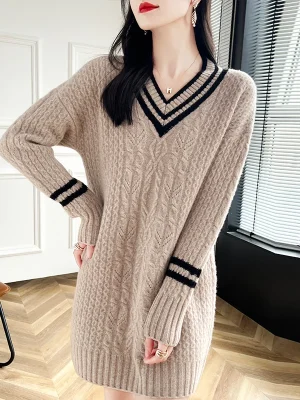 wool pullover cashmere sweater women’s V-neck pullover