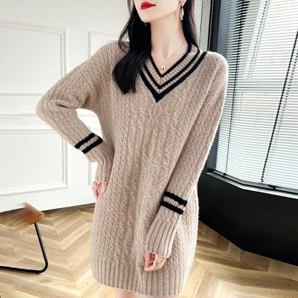 wool pullover cashmere sweater women's V-neck pullover