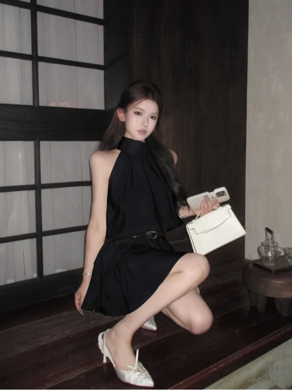 Elegant Solid Sleeveless Tops High Waist Pleated Y2k Mini Skirt Hot Girls - Image 7