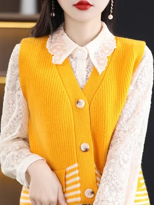 Wool women’s vest spring new cardigan fashion