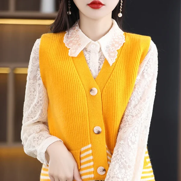 Wool women's vest spring new cardigan fashion