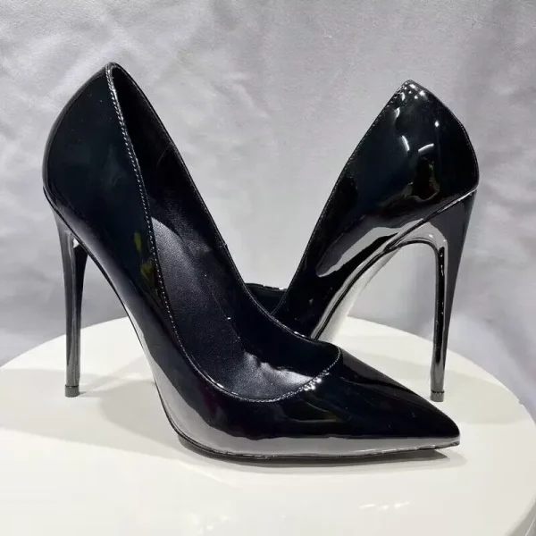 Plain Black Women Sexy Pointy Toe High Heel Shoes