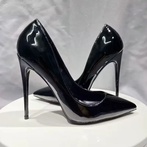 Plain Black Women Sexy Pointy Toe High Heel Shoes - Image 3