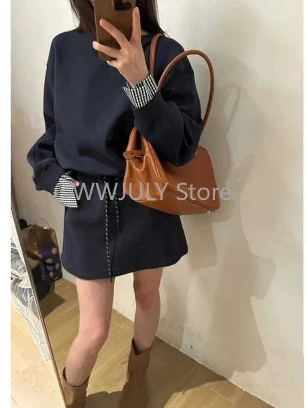 Woman Casual Hoodie Set Autumn Winter Solid Long Sleeve Sweatshirt - Image 4