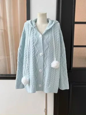 Knitted Sweater Jacket Korean Fashion Sweet Long Cardigan Outfit Jumpers Chic