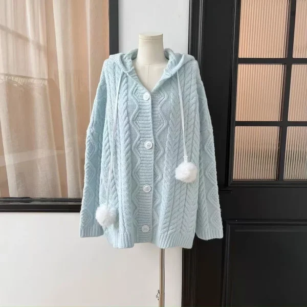 Knitted Sweater Jacket Korean Fashion Sweet Long Cardigan Outfit Jumpers Chic