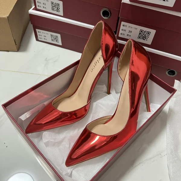 Sexy Fashion Women's Shiny Patent D'Orsay Pointy Toe High Heels - Image 5