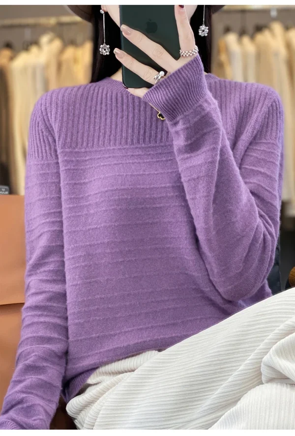 Women's O-neck pullover leisure knitted sweater women's Korean fashion - Image 11