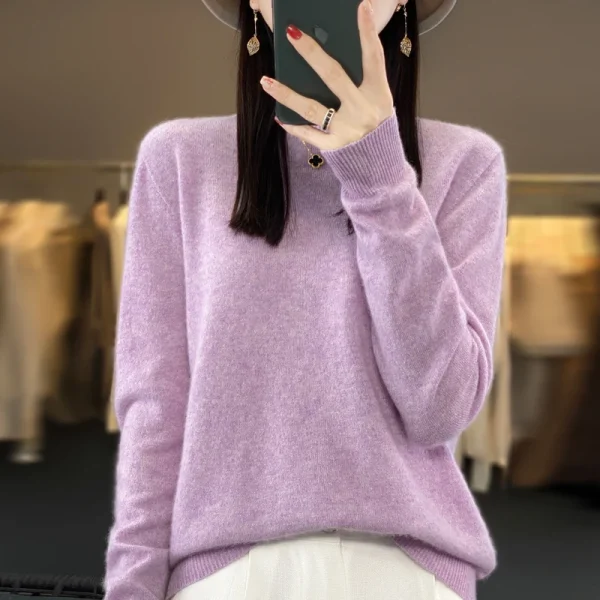 wool solid color autumn and winter new cashmere sweater women - Image 2