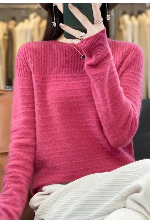 Women's O-neck pullover leisure knitted sweater women's Korean fashion - Image 13