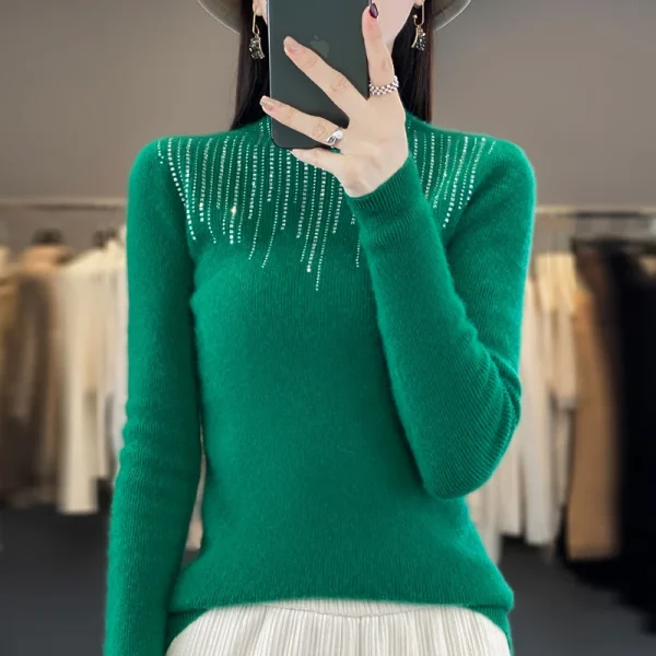 Wool pullover cashmere sweater Women's half turtleneck - Image 5