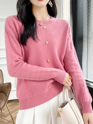 wool cashmere sweater Women’s O-neck pullover warm bottom knit shirt