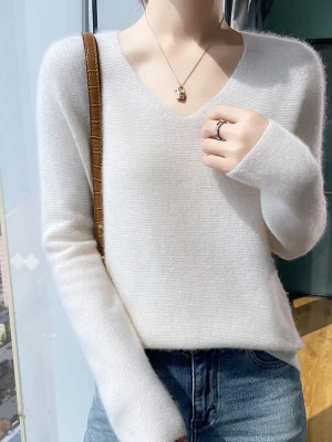 Wool Autumn-winter cashmere sweater Women’s V-neck