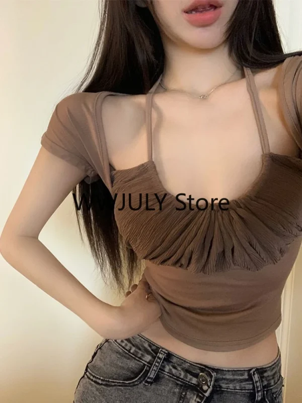 Basic Casual T Shirts Office Lady Outfit Korea Fashion Pure Color Tees - Image 3