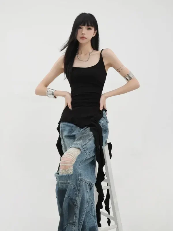 Ruffle Tank Tops Women Korean Streetwear Punk - Image 2