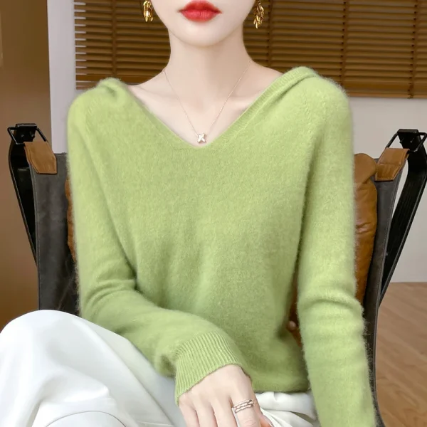 Wool Sweater V-neck Casual Loose Cashmere Knitwear Korean Fashion