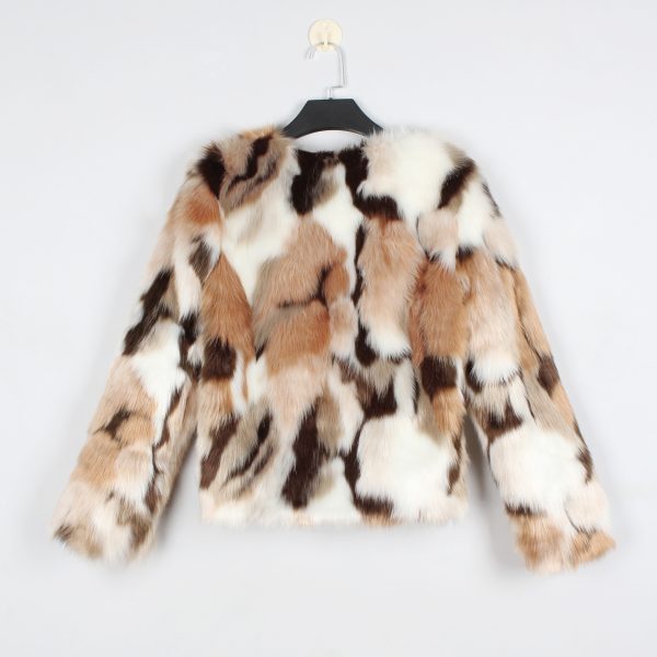 Women's Patterned Faux Fur Coat - Image 4