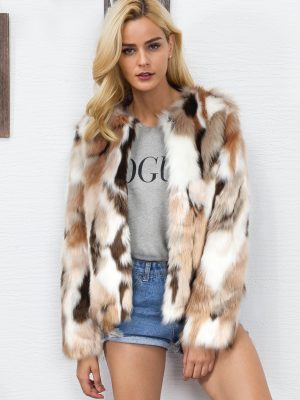 Women’s Patterned Faux Fur Coat