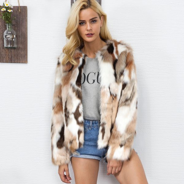 Women's Patterned Faux Fur Coat