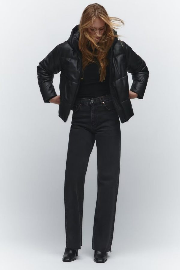 Loose Faux Leather Cotton Coat - Image 2