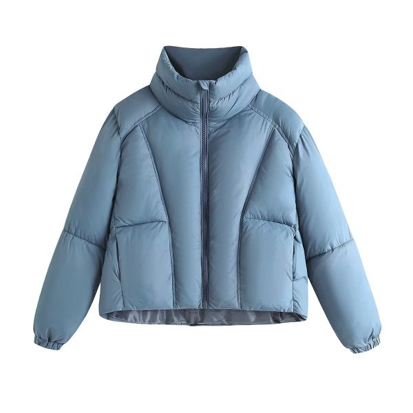 Autumn Blue Hooded Cotton Jacket - Image 2