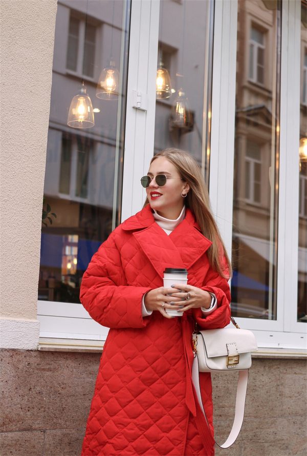 Plus Size Rhombus Padded Coat - Image 2