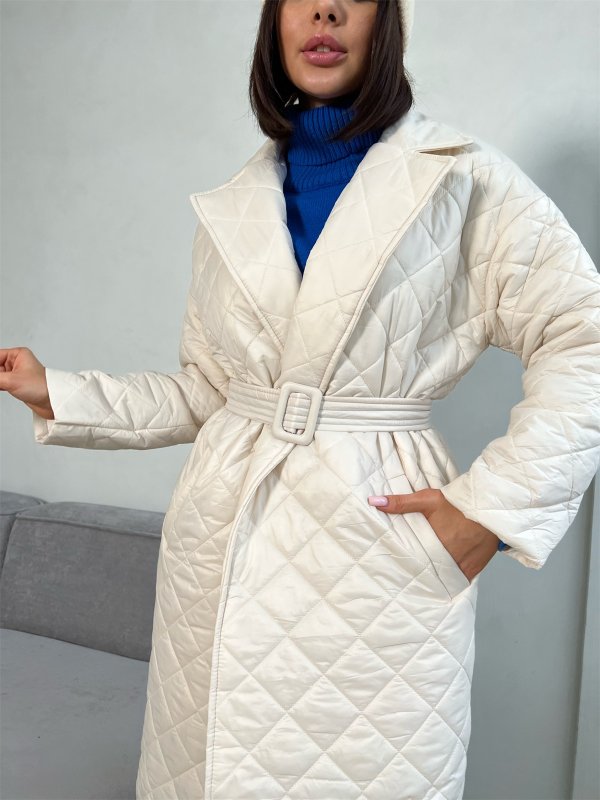 Plus Size Rhombus Padded Coat - Image 4