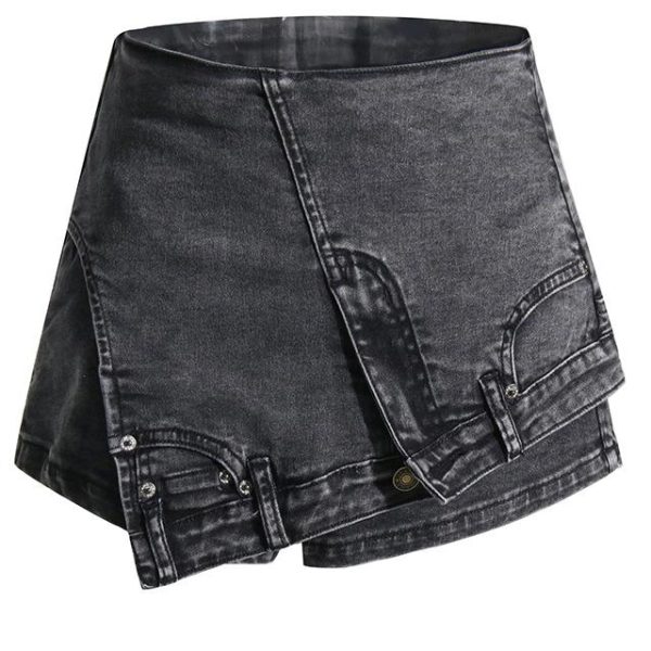 Women's Asymmetric High Waist Denim Shorts