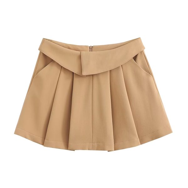 Four-Color Wide Pleated Skirt