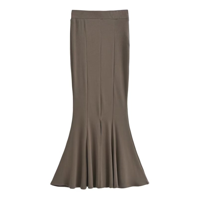 High Waist Knit Fishtail Skirt