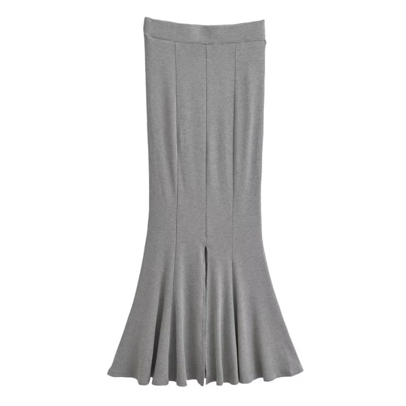 High Waist Knit Fishtail Skirt - Image 3