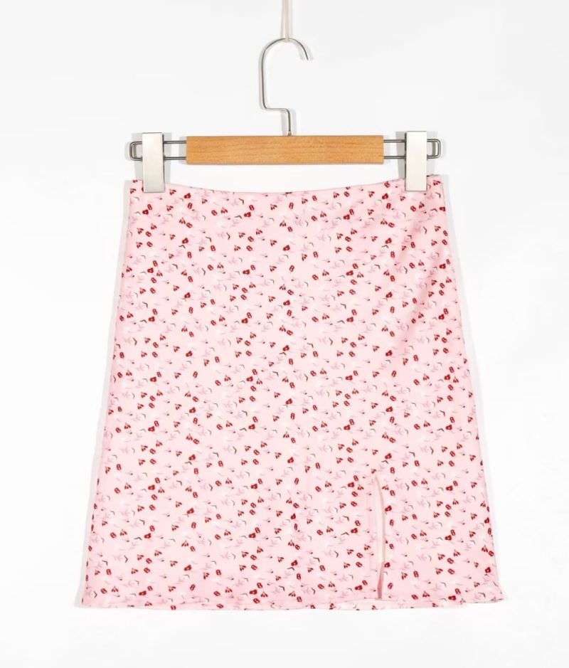 Floral High Waist Slit Skirt - Image 2