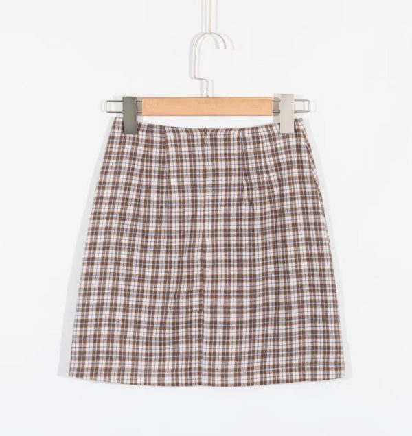 Retro Plaid High Waist Skirt - Image 3