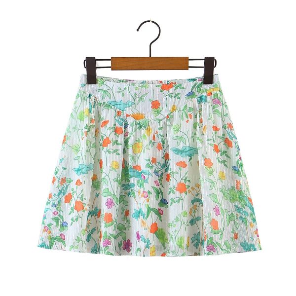 Floral Pleated Waist Skirt - Image 2