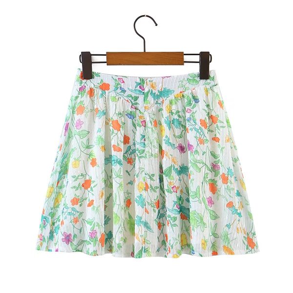 Floral Pleated Waist Skirt - Image 3