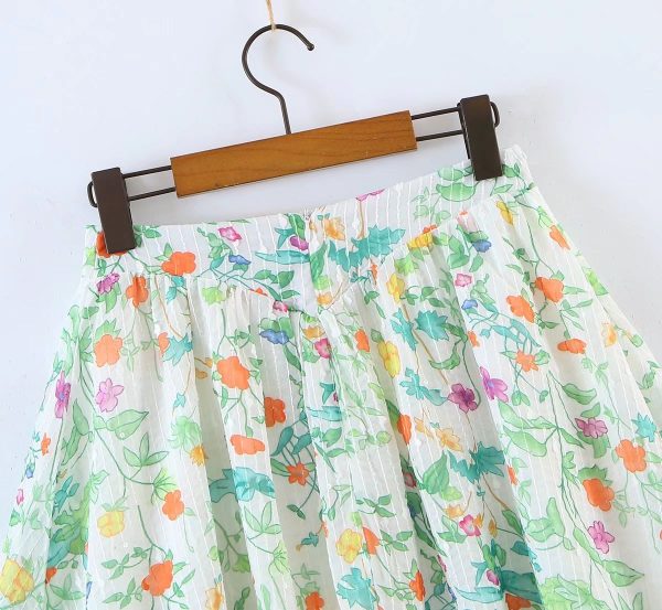 Floral Pleated Waist Skirt - Image 4