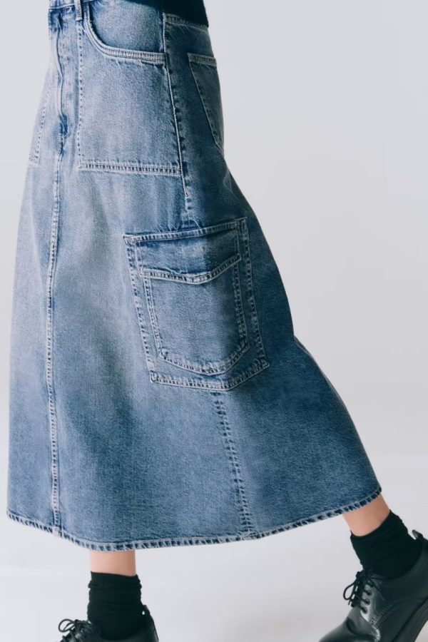 Women's High Waist Loose Denim Skirt - Image 3