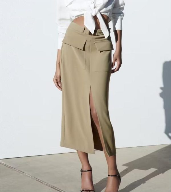 Spring Slim Fit Midi Overall Skirt