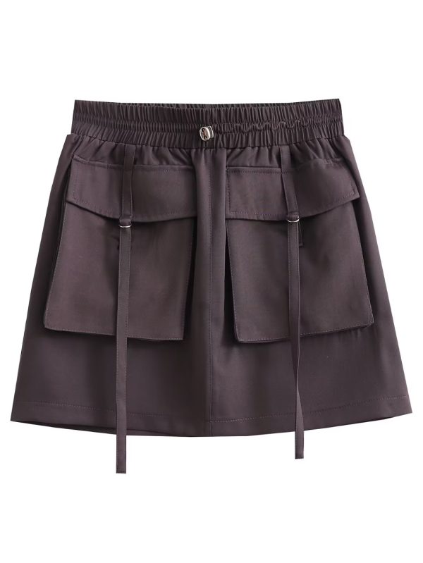 Autumn Drawstring Pocket Mini Skirt - Image 2