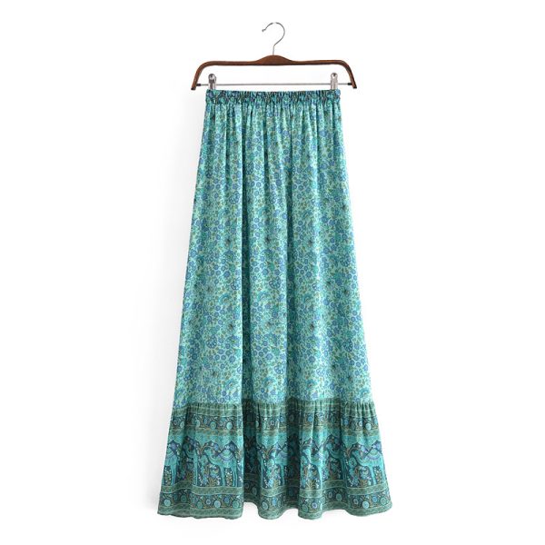 Bohemian Rayon Tassel Hem Skirt - Image 2