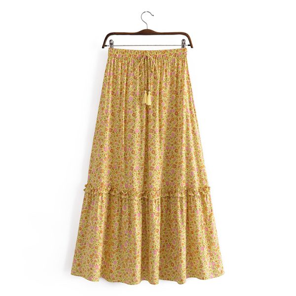 Flower Tassel Elastic Waist Skirt - Image 2