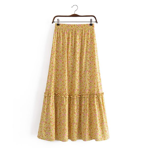 Flower Tassel Elastic Waist Skirt - Image 3