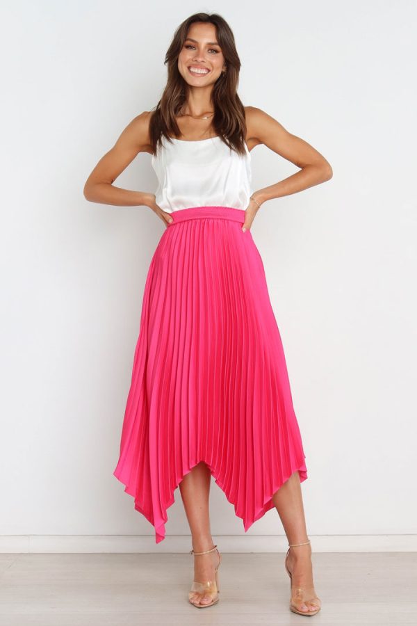 Elastic High-Waist Pleated Sun Dress