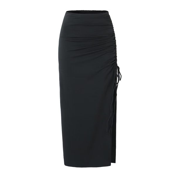 High-Waist Drawstring Asymmetric Sheath Skirt - Image 2