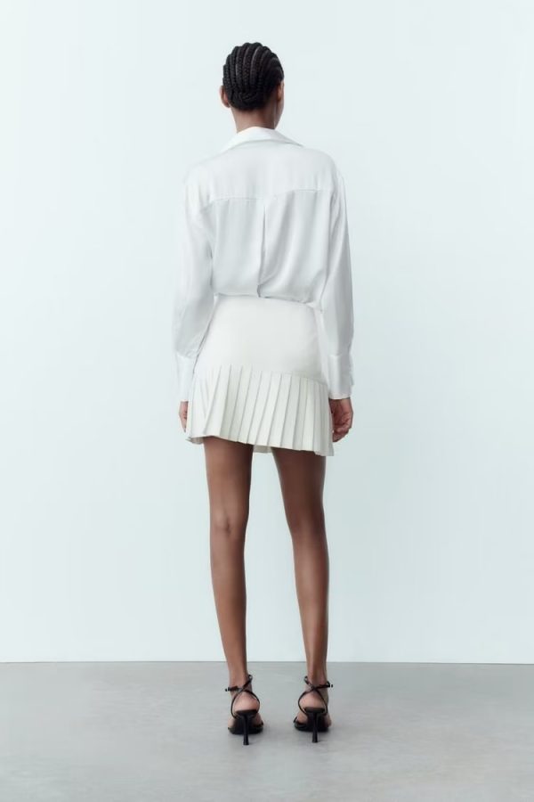 Spring High-Waist Button Pleated Mini Skirt - Image 3