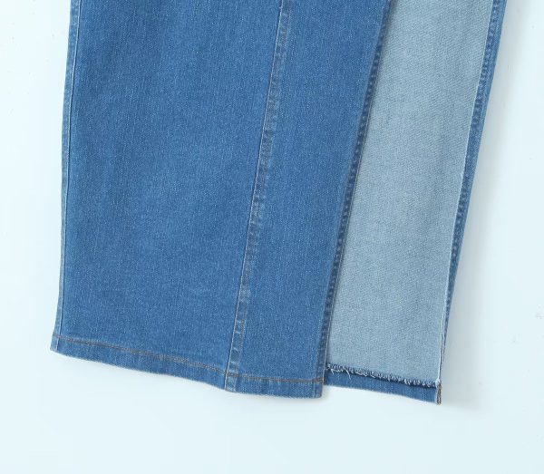 Spring High-Waist Front-Slit Denim Skirt - Image 3